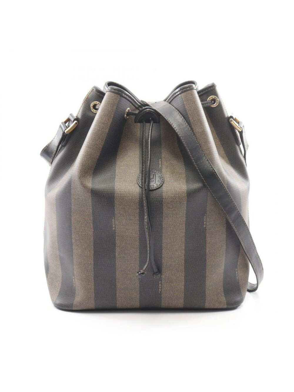 Fendi Shoulder Bag Pecan Brown Black Leather